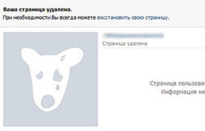удалить страницу ВКонтакте